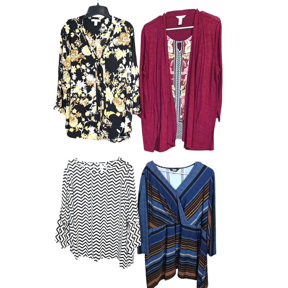 Womens Extra Large 16 18 Tops Shirts Blouses Sweaters Wholesale Bulk Lot of 4 XL